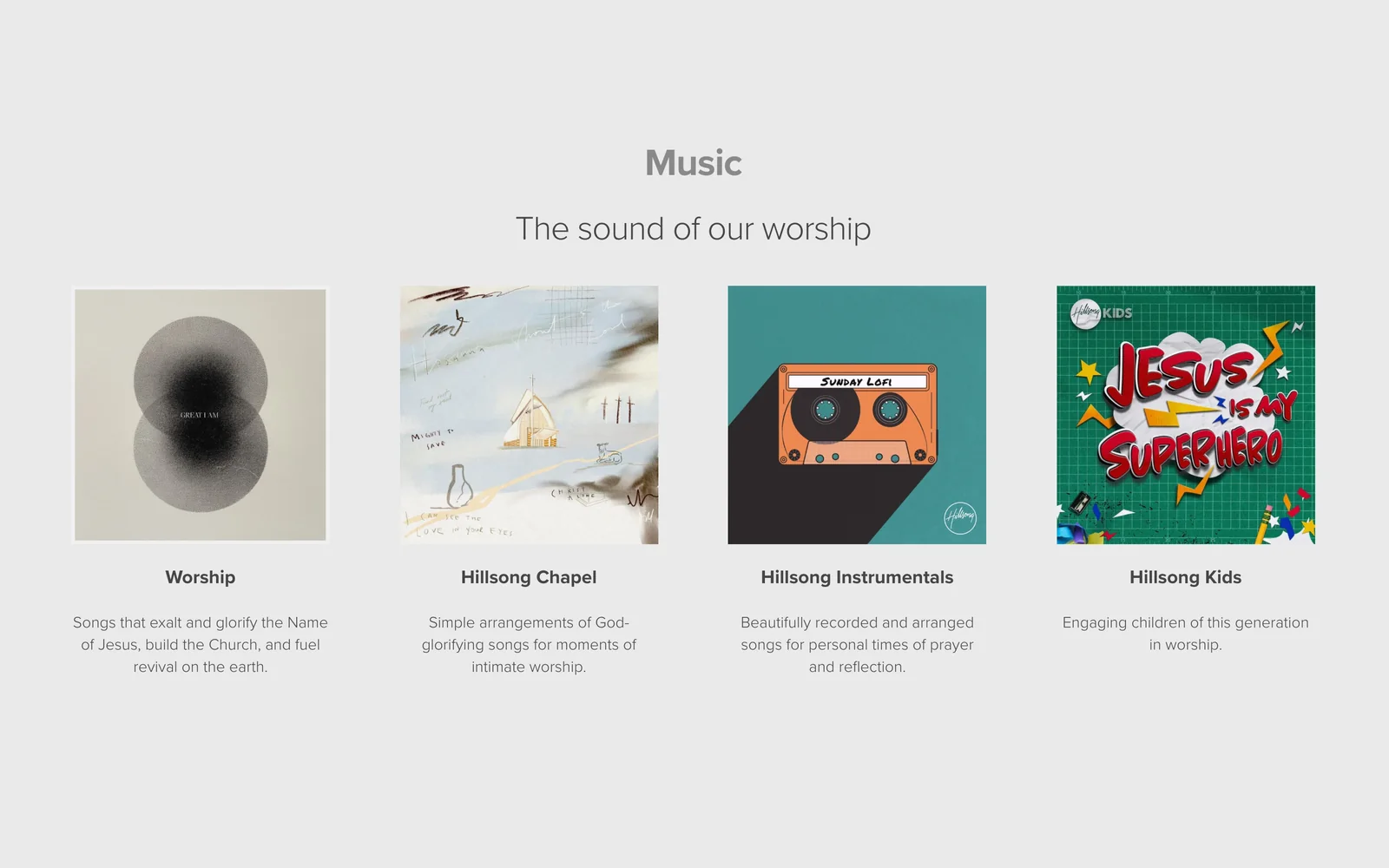 Музыкальная библиотека: Worship, Chapel, Instrumentals, Kids.