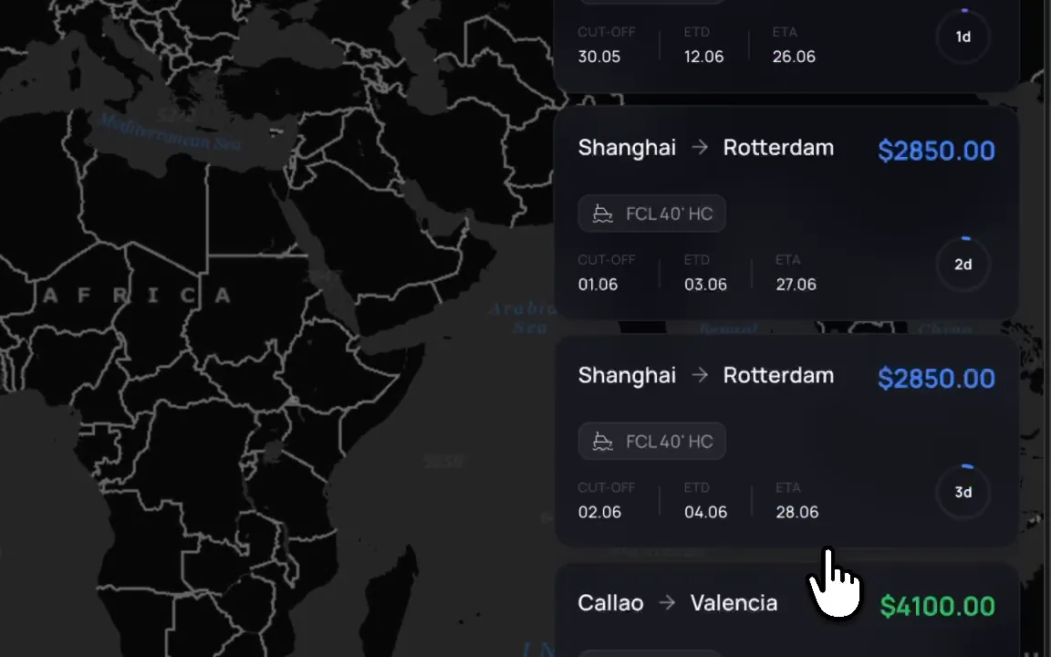 Smart Freight, postavený Logics7 – nabídky tras na živé mapě